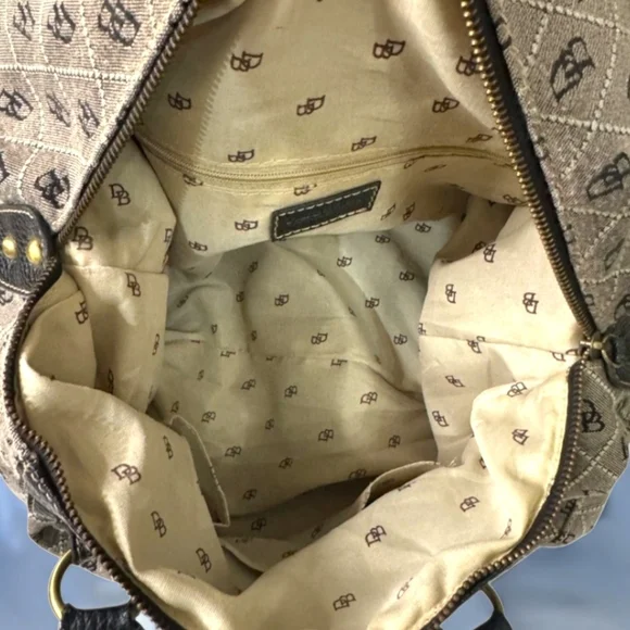 Dooney & Bourke Monogram Quilted Satchel Canvas Leather Bag